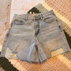 AMPERSAND AVE Light Blue Distressed High-Rise Denim Shorts